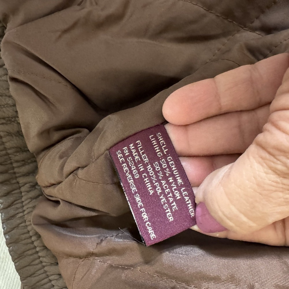 VTG True Breed Men's Distressed Brown Leather Retro Bomber Jacket Size L Aviator - Picture 13 of 14